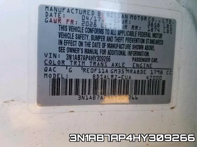 3N1AB7AP4HY309266 фото 2