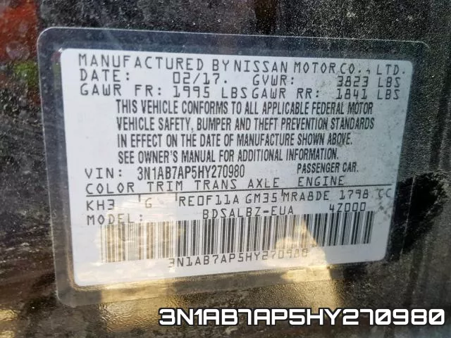 3N1AB7AP5HY270980 фото 2