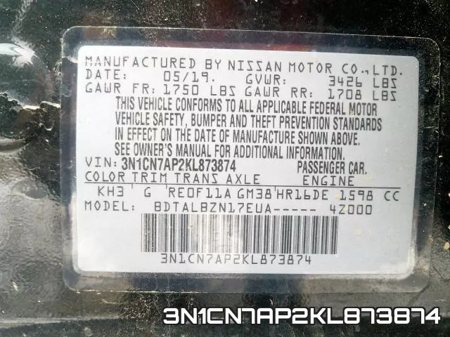3N1CN7AP2KL873874 фото 2