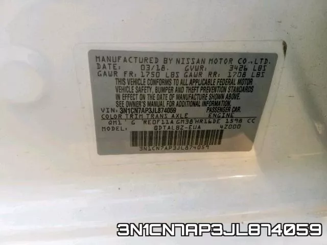3N1CN7AP3JL874059 фото 2