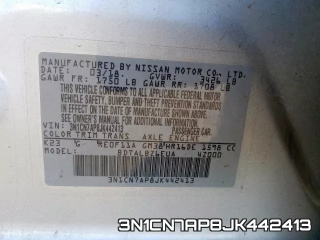 3N1CN7AP8JK442413 фото 2
