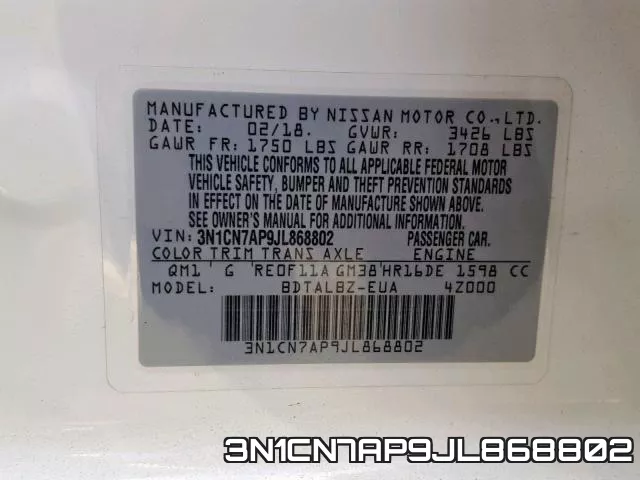 3N1CN7AP9JL868802 фото 2