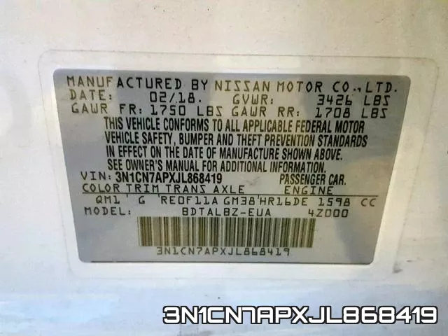 3N1CN7APXJL868419 фото 2