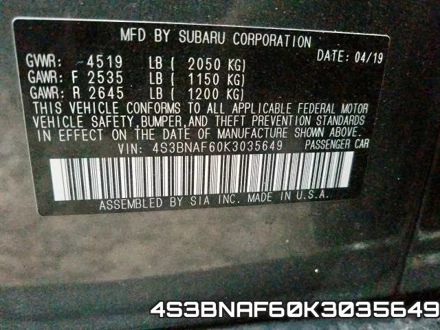 4S3BNAF60K3035649 фото 2