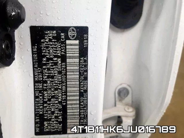 4T1B11HK6JU016789 фото 2