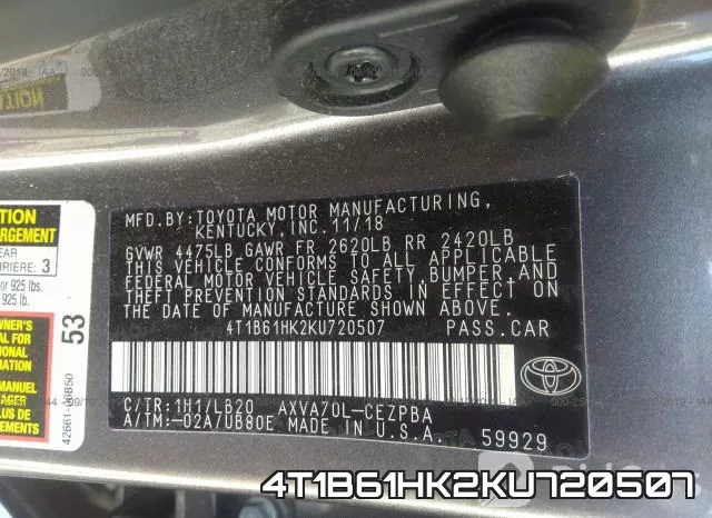 4T1B61HK2KU720507 фото 10