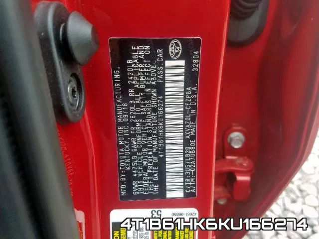 4T1B61HK6KU166274 фото 2