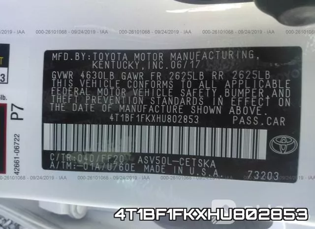 4T1BF1FKXHU802853 фото 10
