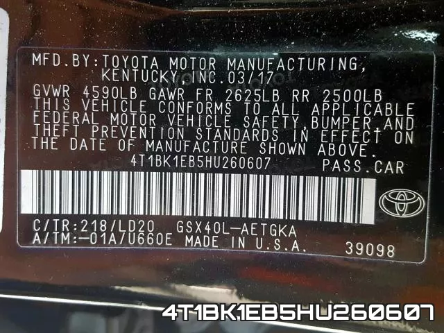 4T1BK1EB5HU260607 фото 2