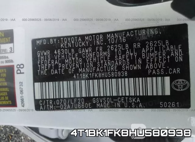 4T1BK1FK8HU580938 фото 10