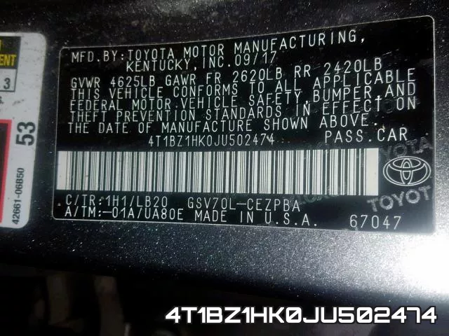 4T1BZ1HK0JU502474 фото 2