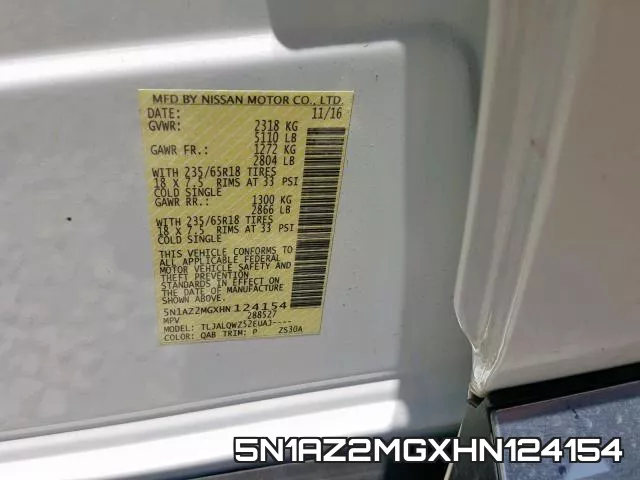 5N1AZ2MGXHN124154 фото 2