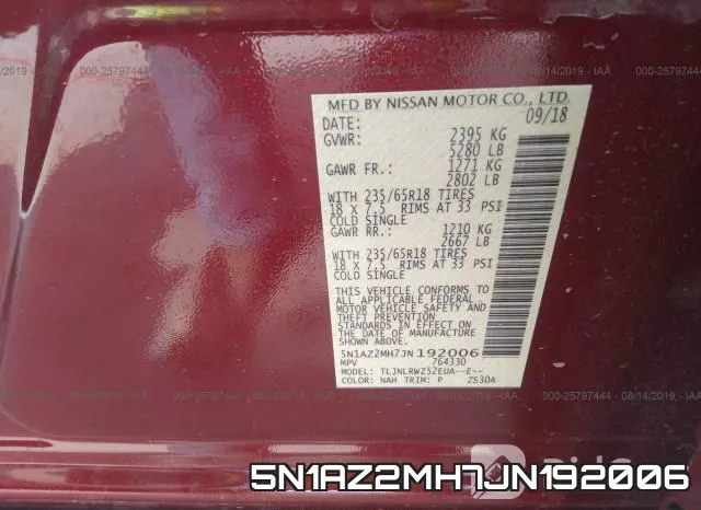 5N1AZ2MH7JN192006 фото 9