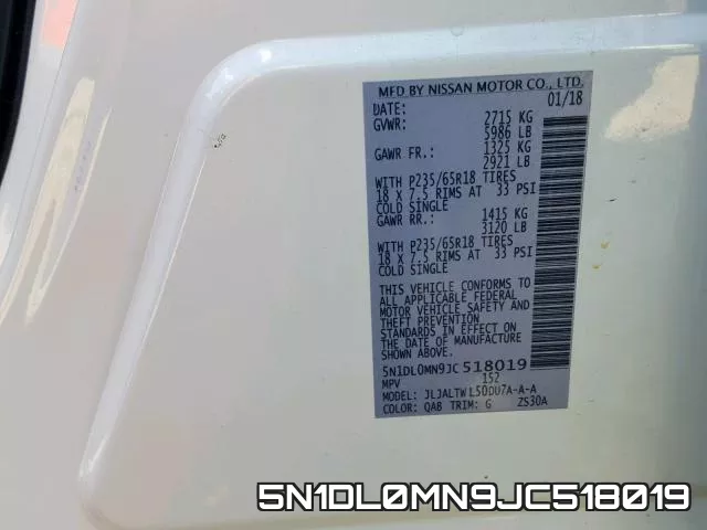 5N1DL0MN9JC518019 фото 2