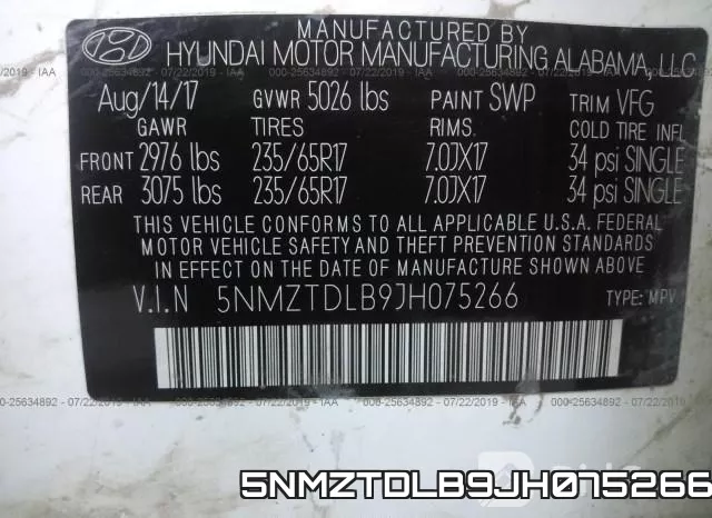 5NMZTDLB9JH075266 фото 10