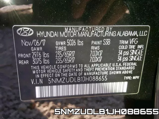 5NMZUDLB1JH088655 фото 2