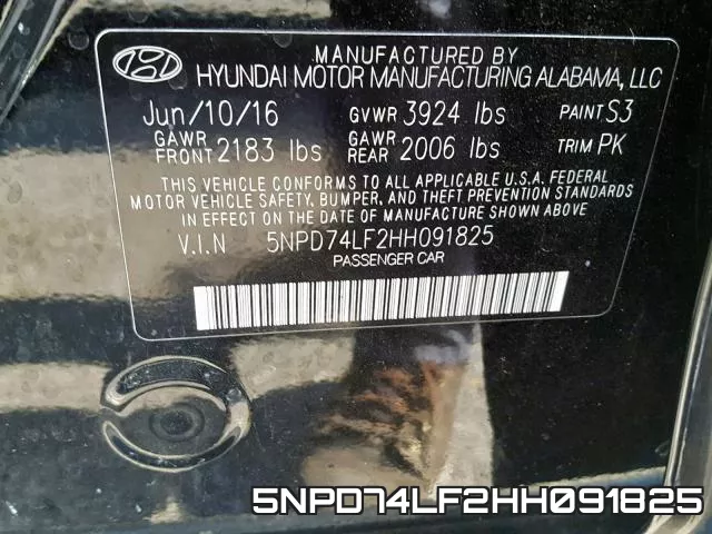 5NPD74LF2HH091825 фото 2