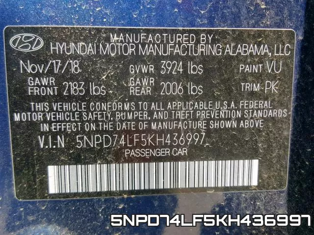 5NPD74LF5KH436997 фото 2