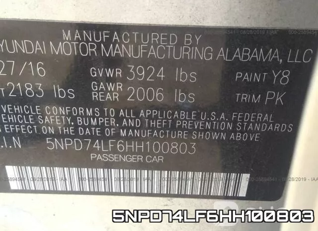 5NPD74LF6HH100803 фото 10