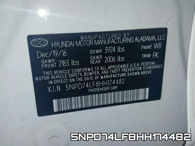 5NPD74LF8HH174482 фото 2