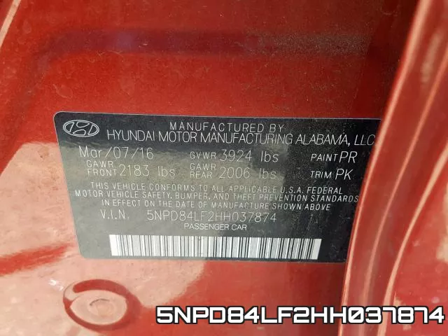 5NPD84LF2HH037874 фото 2
