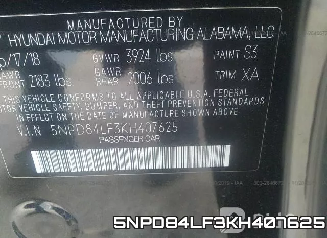 5NPD84LF3KH407625 фото 10