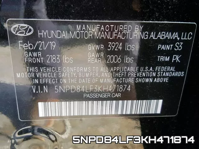5NPD84LF3KH471874 фото 2