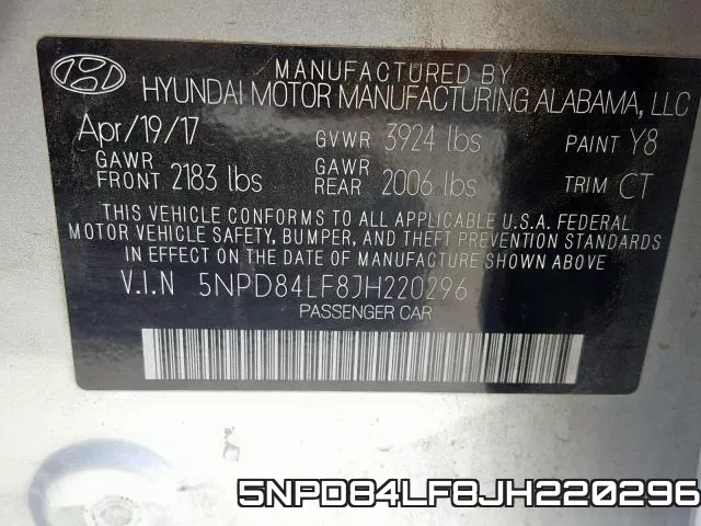 5NPD84LF8JH220296 фото 2