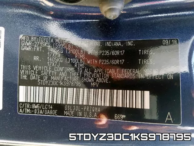 5TDYZ3DC1KS978795 фото 2