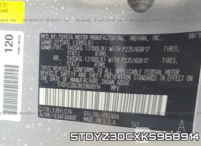 5TDYZ3DCXKS968914 фото 9