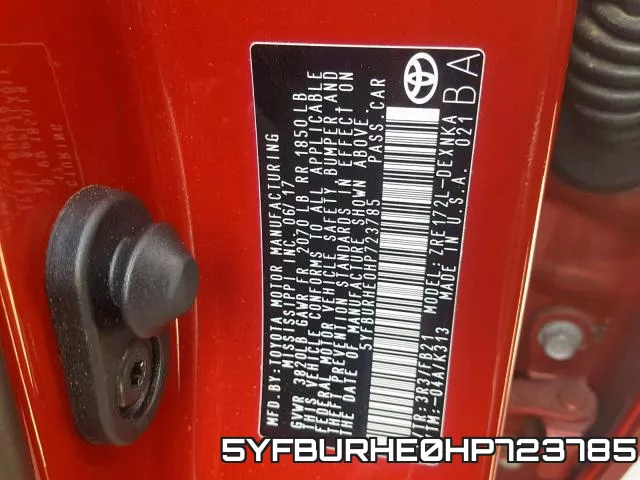5YFBURHE0HP723785 фото 2