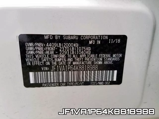 JF1VA1P64K8818988 фото 2