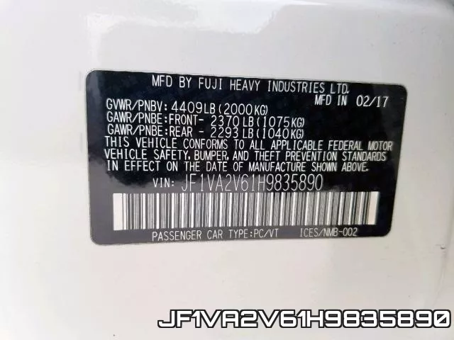 JF1VA2V61H9835890 фото 2