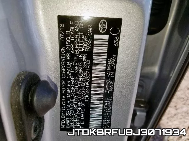 JTDKBRFU8J3071934 фото 2