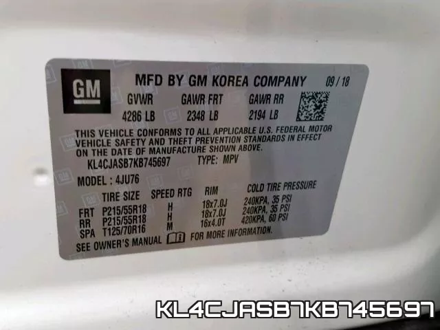KL4CJASB7KB745697 фото 2