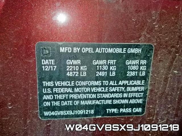 W04GV8SX9J1091218 фото 2
