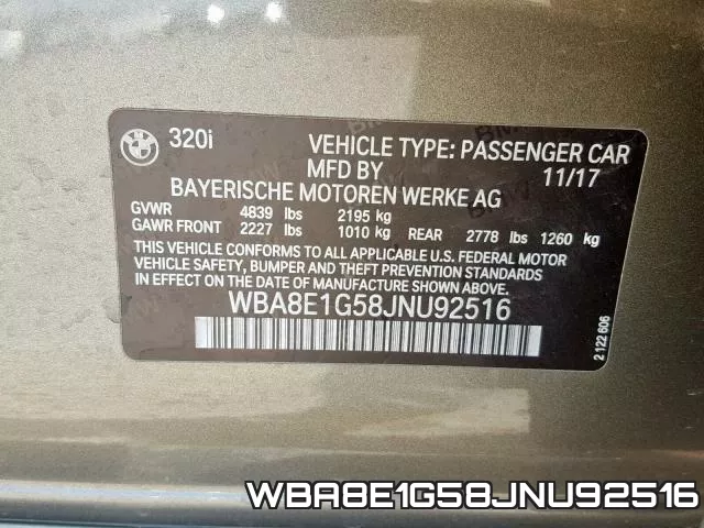 WBA8E1G58JNU92516 фото 2