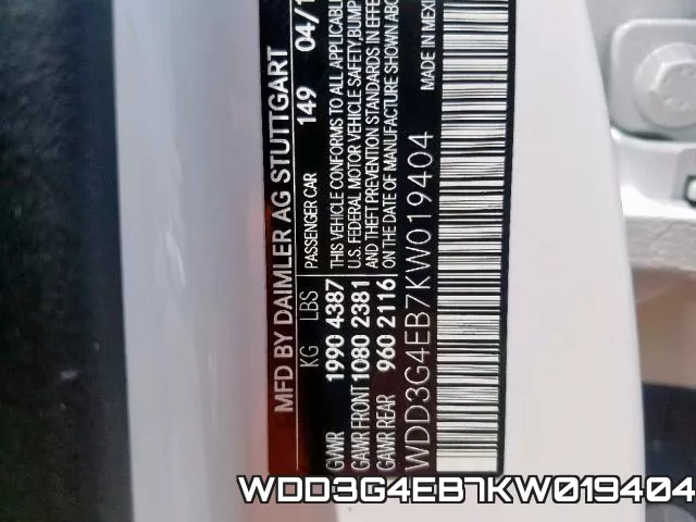 WDD3G4EB7KW019404 фото 2
