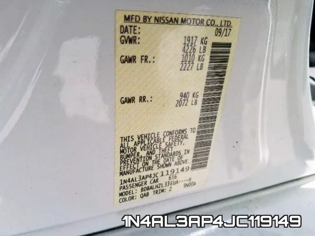 1N4AL3AP4JC119149 фото 2