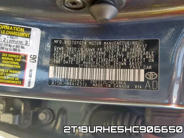 2T1BURHE5HC906650 фото 2