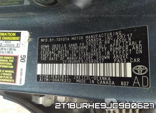 2T1BURHE9JC980627 фото 10