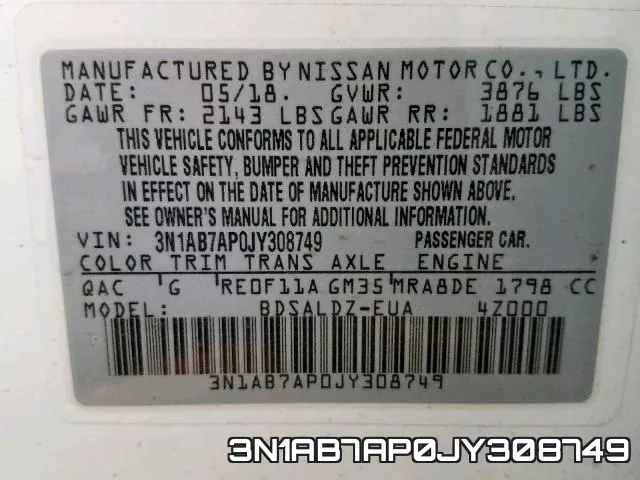 3N1AB7AP0JY308749 фото 2