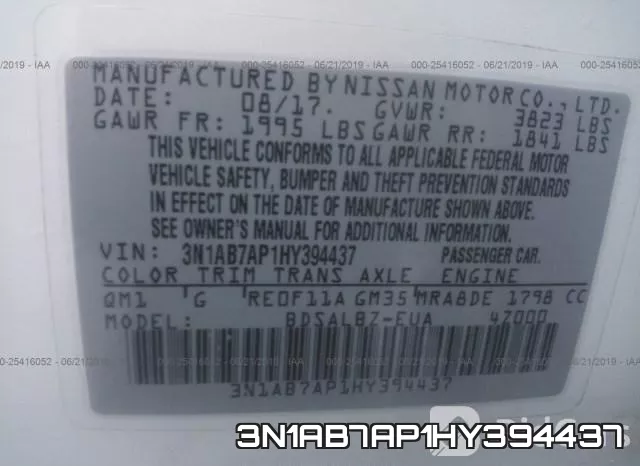 3N1AB7AP1HY394437 фото 9