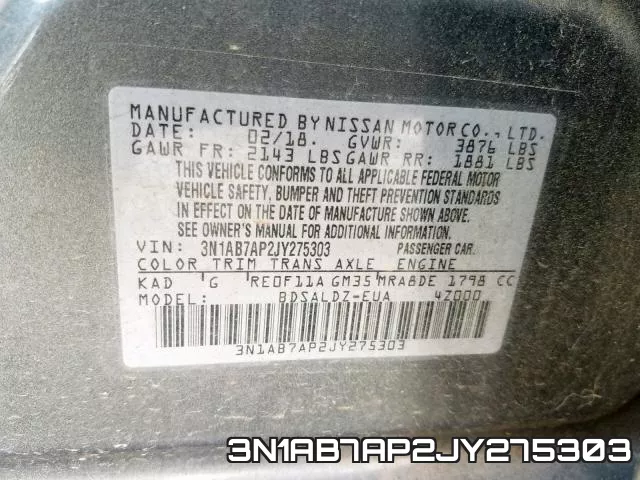 3N1AB7AP2JY275303 фото 2