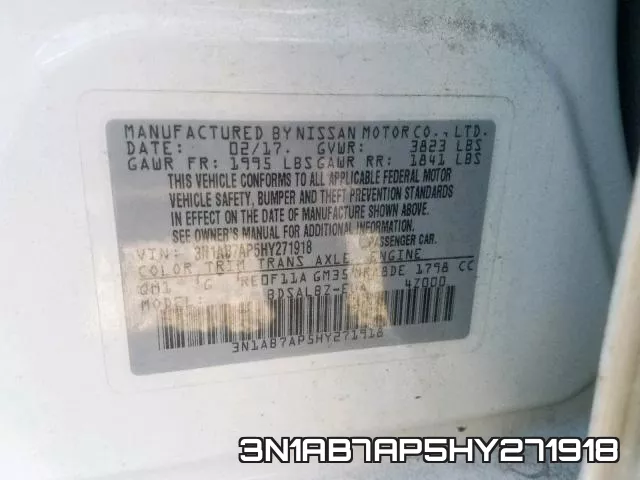 3N1AB7AP5HY271918 фото 2