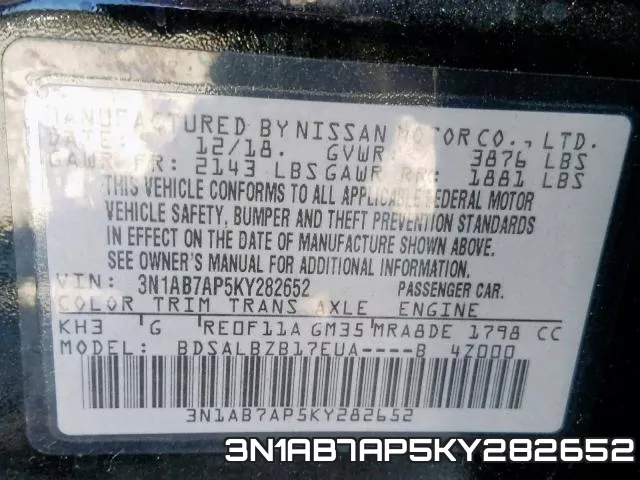3N1AB7AP5KY282652 фото 2