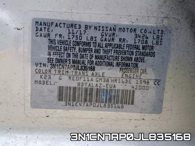 3N1CN7AP0JL835168 фото 2