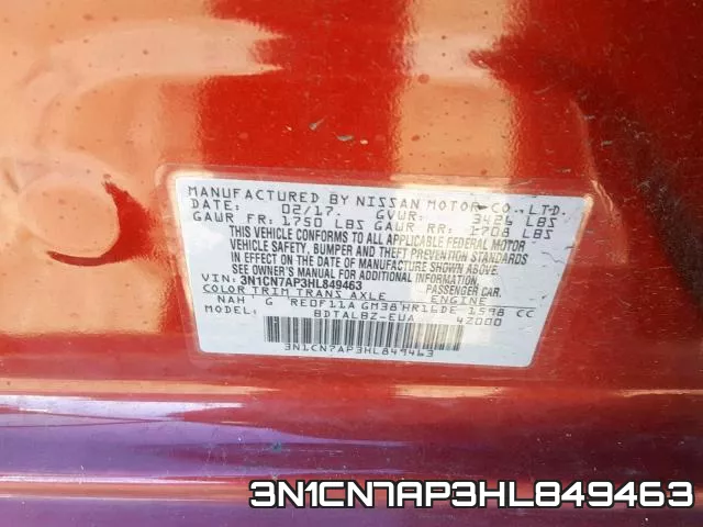 3N1CN7AP3HL849463 фото 2