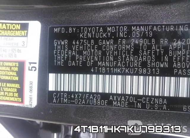 4T1B11HK7KU798313 фото 10