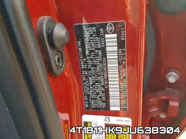 4T1B11HK9JU638304 фото 2